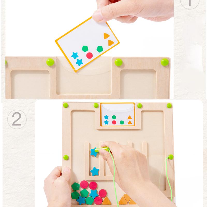 Wooden Color Shape Magnetic Maze Magnetic Sorting Travel Board Montessori Educational Learning Toys For Age 3+ Fine Motor Skills