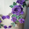 3D-Blütenstickerei Blumenapplikation Blau Lila 12cm x 28cm Rosenblüten-Aufnäher Florale Aufnäher Bastelbedarf Bekleidungszubehör
