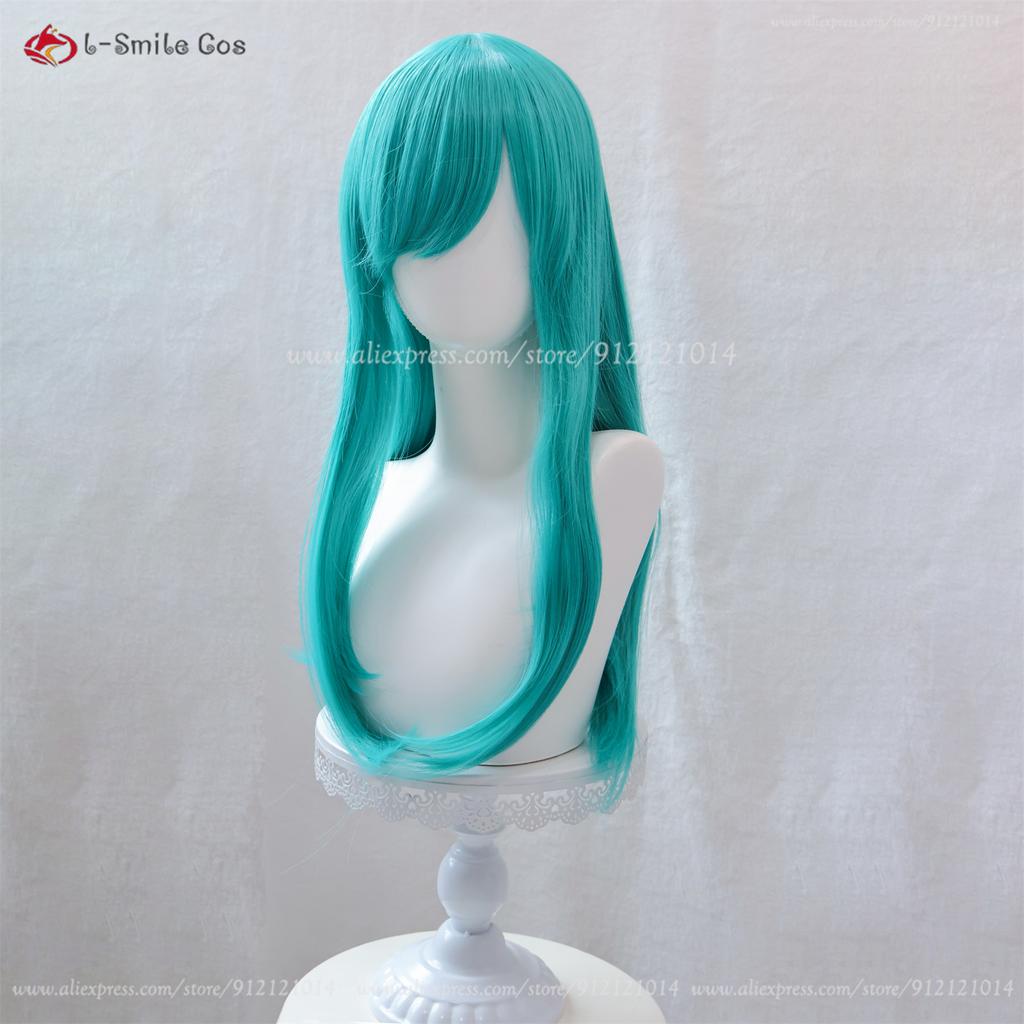 Anime Bulma Buruma Cosplay Wig Long Green Wavy Women Wigs Heat Resistant Synthetic Hair Halloween Costume Party Wigs + Wig Cap