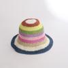 Women's Spring and Summer Korean Style Fashionable Colorful Pure Hand Crocheted Woven Fisherman Hat Vacation Foldable Sun Protection Sunshade Hat