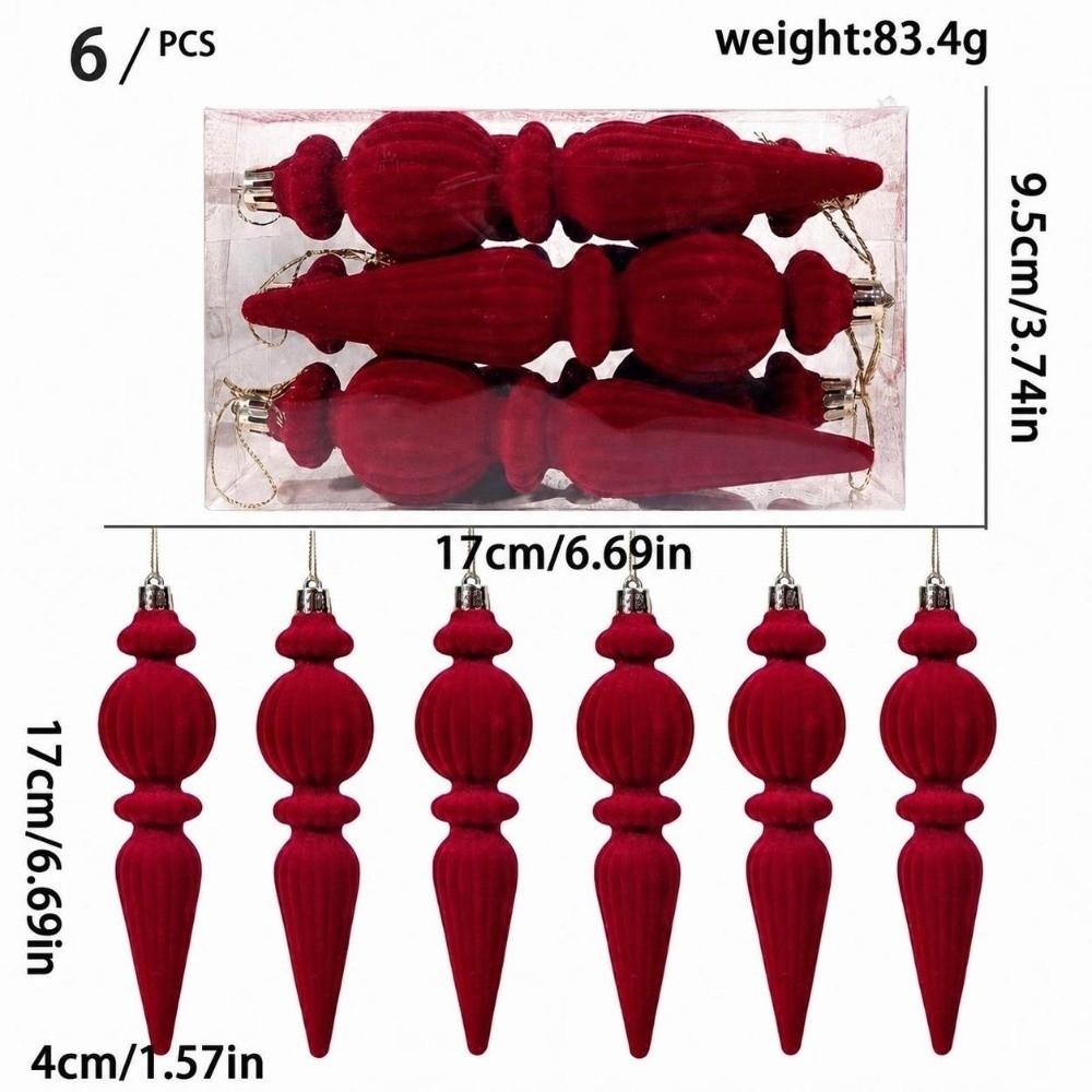6pcs/Box Velvet Ball Christmas Tree Ornament Plastic Cone Ornaments New Year Decor