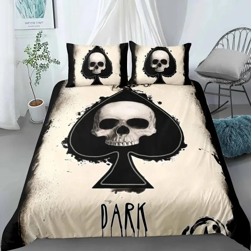 3D Scream Horror Skull Duvet Cover Set Queen Size Sugar Skull Bedding Sets Single Twin Full King Comforter Cover Bedroom Decor