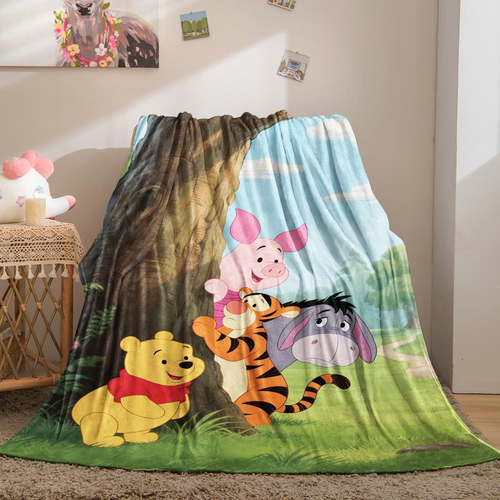Winnie the Pooh Tigger Piglet & Eeyore Hide-and-Seek Print Blanket Soft Multifunctional Decortive Universal Throw Blankets Gift
