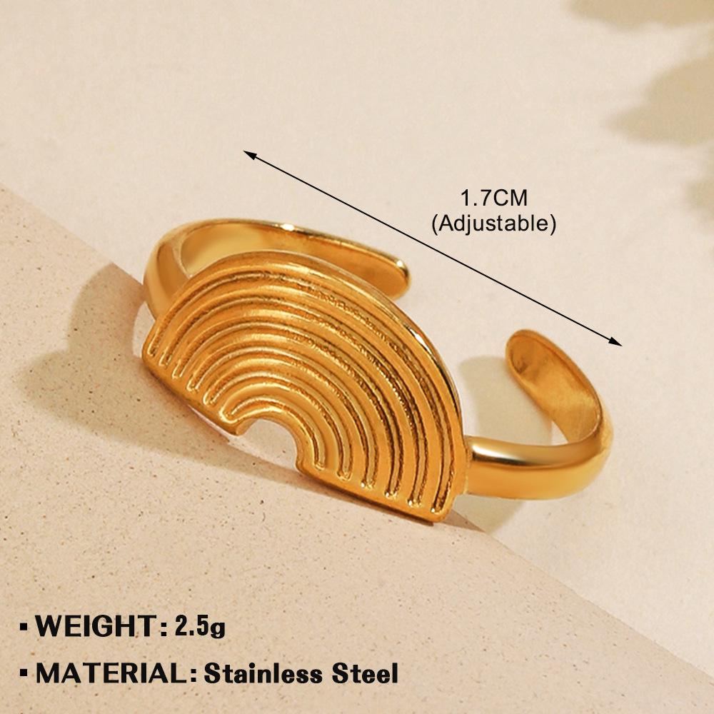 European & American Fashion Stainless Steel Heart-Shaped Geometric Ring - French Retro Style