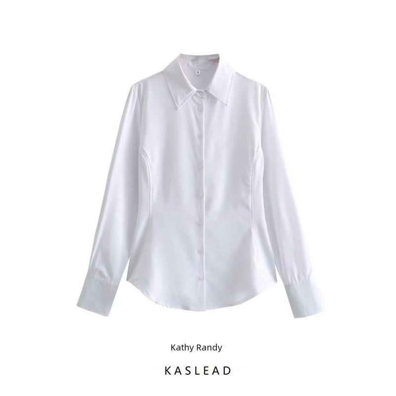 Kaslead New Arrival Women's Fashion Style Fashion Casual Easiest for Match Poplin Silm Shirt 2157056