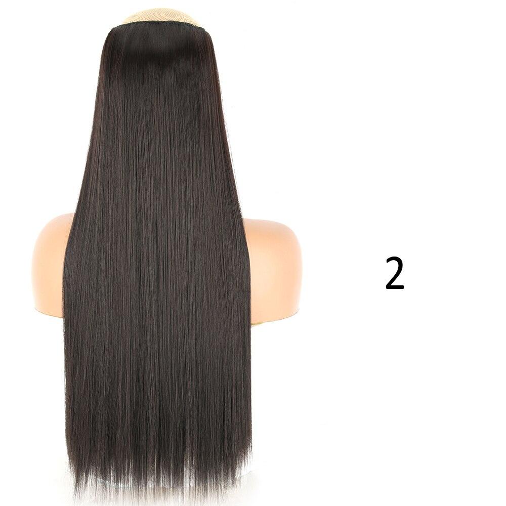 MISSQUEEN Women Long Straight Wavy Invisible Hair Extensions Without Clips Synthetic Fiber Long Daily Wear Invisible Hairpiece