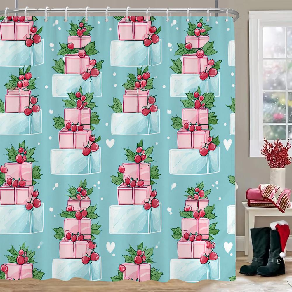 

Розовая снежинка Рождественская шторка для душа, Шторка для ванной, С Рождеством Христовым шторка для душа, шторка для украшения дома с крючками 90x180cm-35x70in