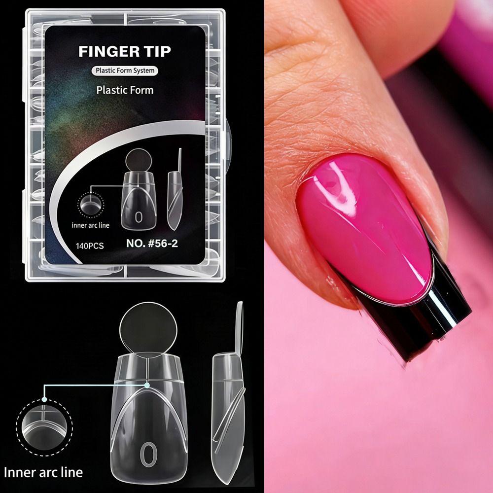 140PCS Matte Surface French Nail Dual Forms Thin Acrylic Nail Tips French Manicure Tool