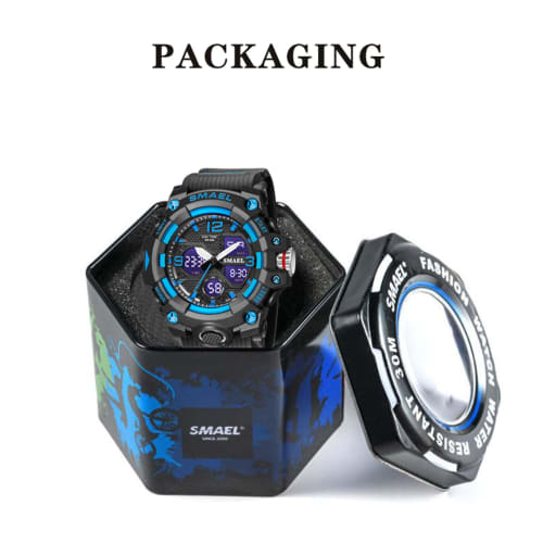 Men's and Women's Watch, Analog-Digital Dual Display Waterproof Watch, Multi-Function Military Sports Luminous Chronograph, Black