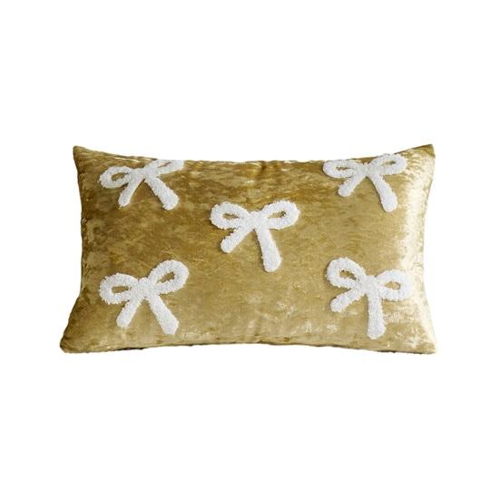 Throw Pillowcase Velvet Soft Decorative Cover Bow Pattern Multiple Sizes Cushion Case Sofa Bedroom Chair