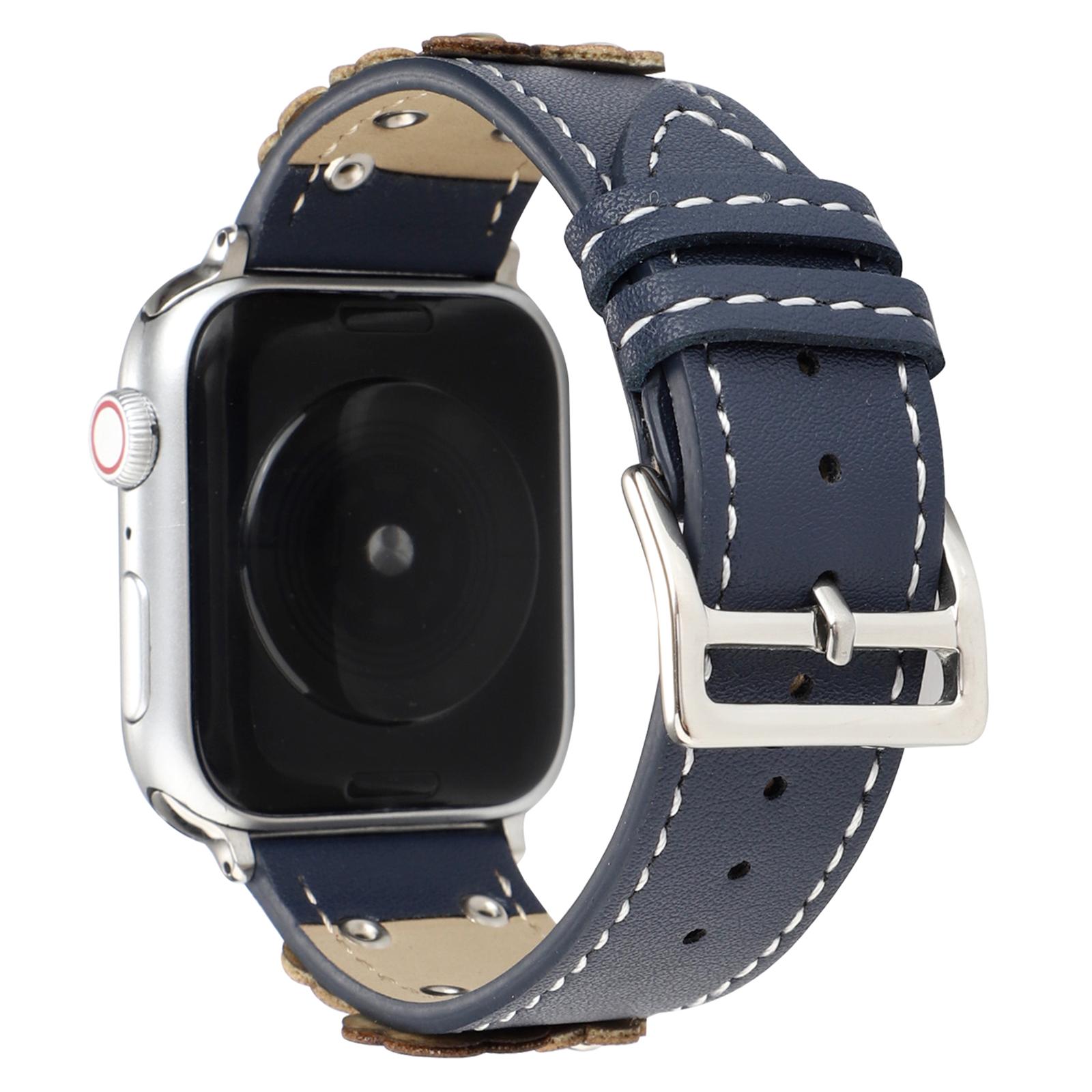 

Ремінець для Apple Watch Series 10 Ultra 9 8 7 SE 6 5 4 3 2 1 46 мм 49 мм 45 мм 44 мм 42 мм Квітковий шкіряний ремінець Blue