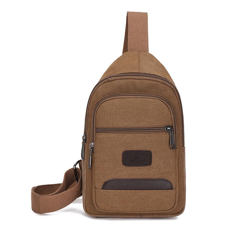 Multi-layer Men's Large Capacity Canvas Crossbody Chest Bag - Convenient Single Shoulder Portable Storage for Work.