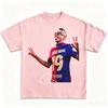 Lamine Yamal Nr. 19 Handtekening Portret T-shirt Oversized Katoen Voetbalfan T-shirt
