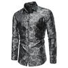 Heren S Lange Mouw Rozenprint Slim Fit Casual Shirt