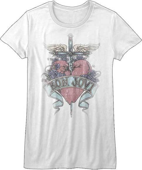 Bon Jovi Pierced Heart Junior Women s T Shirt L
