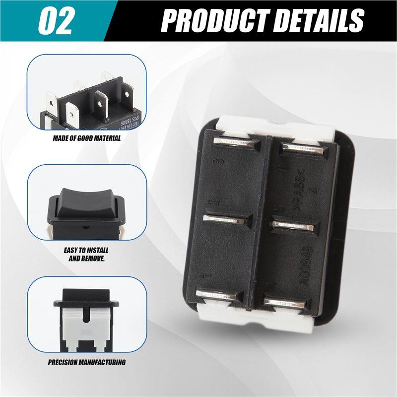 A34R Rocker Switch, HY12-9-3 6Pins Industrial Electric Rocker Switch 125V/250V Pushbutton