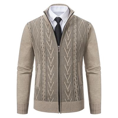 Herren Herbst und Winter Übergröße Pullover Strickjacke Stehkragen Verdickte Warme Lässige Strickjacke