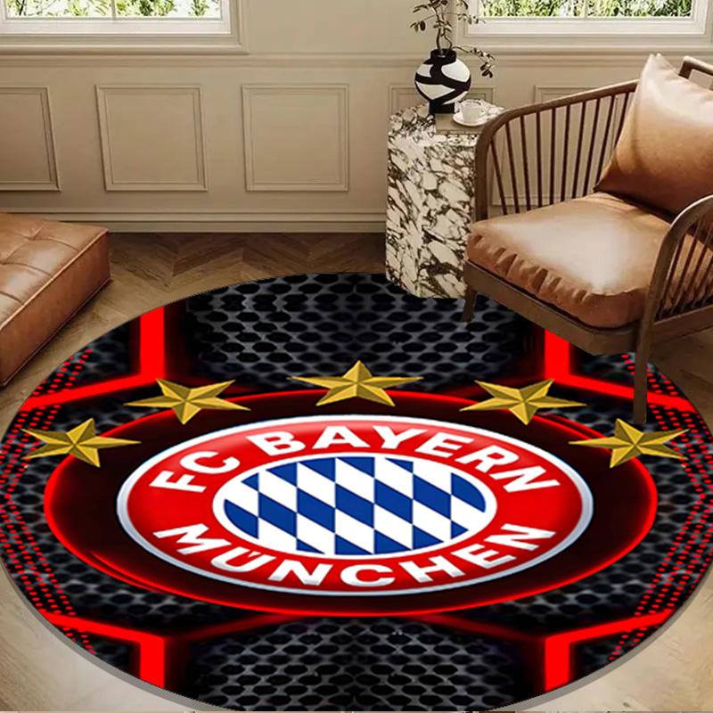 Football Club Neon Cityscape Round Rug for Livingroom,Bedroom, Palyroom, Chair Rug, Area rug, Circle Carpet, Large Size Fan Christmas gift