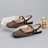 Spring New Woven Patchwork Mary Janes Women Elegant Square Toe Ballet Flats Comfortable Shallow Mouth Office Lady Single Shoes