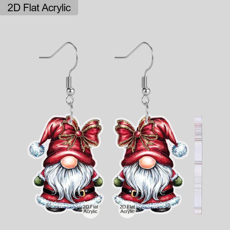 Christmas Gift Acrylic Women Fashion Drop Earrings, Cute Blue & Red Gnome Shape Design Earrings Great Gift for Friends