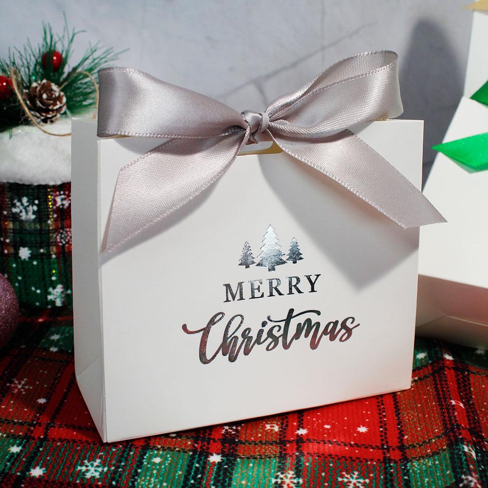 Christmas Gift Candy Box 3D Eve Cookies Favor Gift Packaging Box With Ribbon New Year Merry Christmas Party Decoration