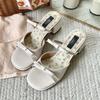 College-Stil, Gut aussehendes Temperament, Sandalen für Damen Sommer High Heels mit Schleifen und kleinem Blumendekor Außenbekleidung