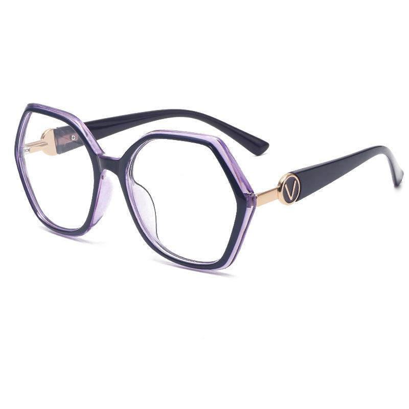 New TR polygonal glasses frame fashionable and simple anti-blue glasses women's European and American trends large frame flat glasses men