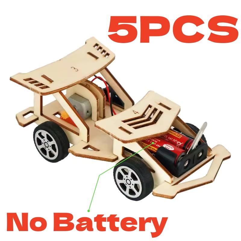 DIY Electric Wood Racing Car Assembled Puzzles Science Experiment Toy Interesting Handmade for Early Learning Building Toys