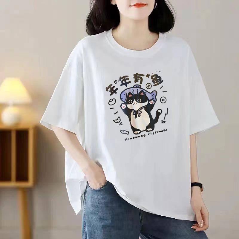 

Хлопковая женская повседневная футболка с короткими рукавами, дышащая свободная футболка, повседневные топы M