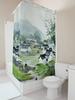 Landscape Shower Curtain With Traditional Chinese Village Artwork - Watercolor Painting Of Serene Countryside Life Waterproof