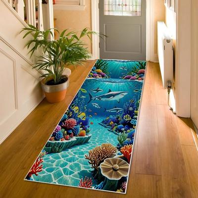 3D Visuelle Illusion Unterwasser Druck Läufer Teppich Meeres Tier Teppich Innen Außen Rutschfeste Matte für Flur Wohnzimmer Schlafzimmer