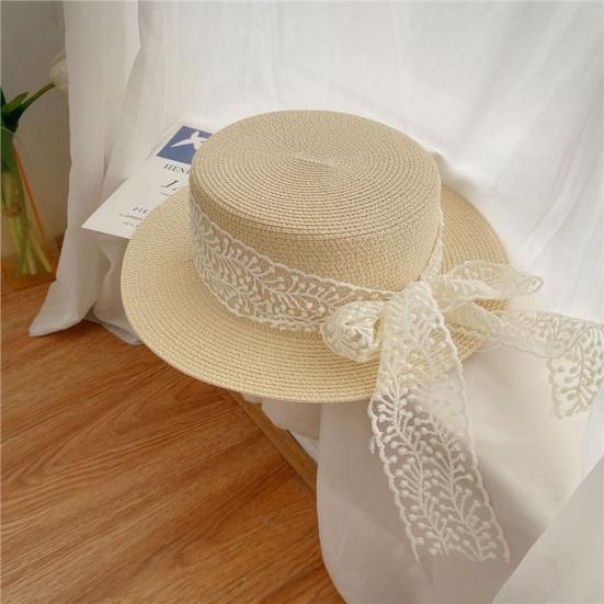 Sun Hat Breathable Large Brim Design Sun Protection Hat Lace Bow Decoration French Style Straw Hat Headwear