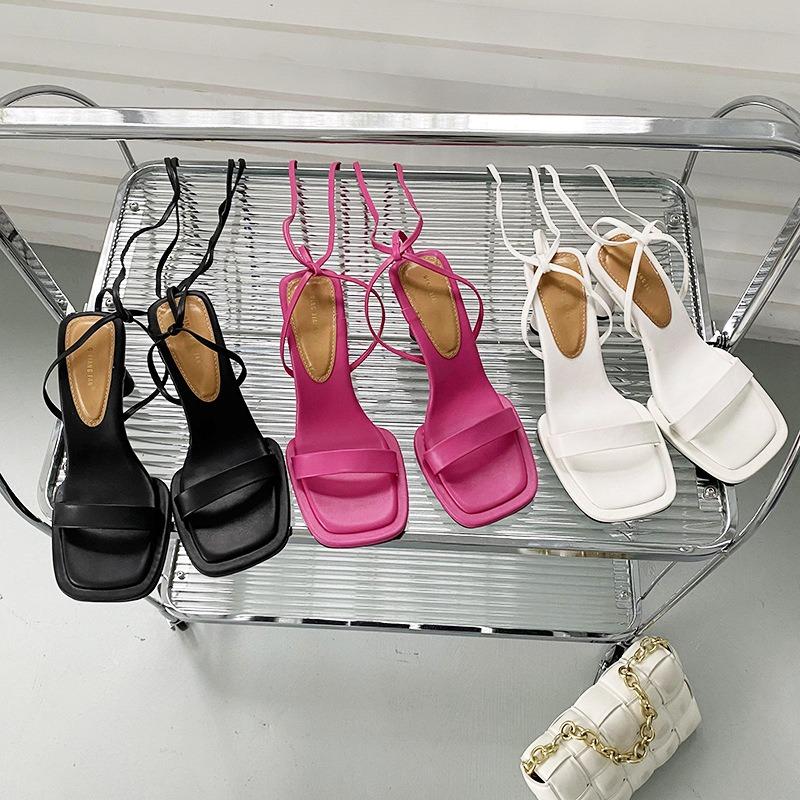 2025 Summer New Ankle Strap Sandals Women Thin High Heels Lace-Up Dress Pumps Outdoor Gladiator Sandals Zapatos De Mujer