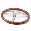15"/ 380mm Vintage Classic Solid Wood  Steering Wheel  Stainless Steel Spokes w/ Horn Button