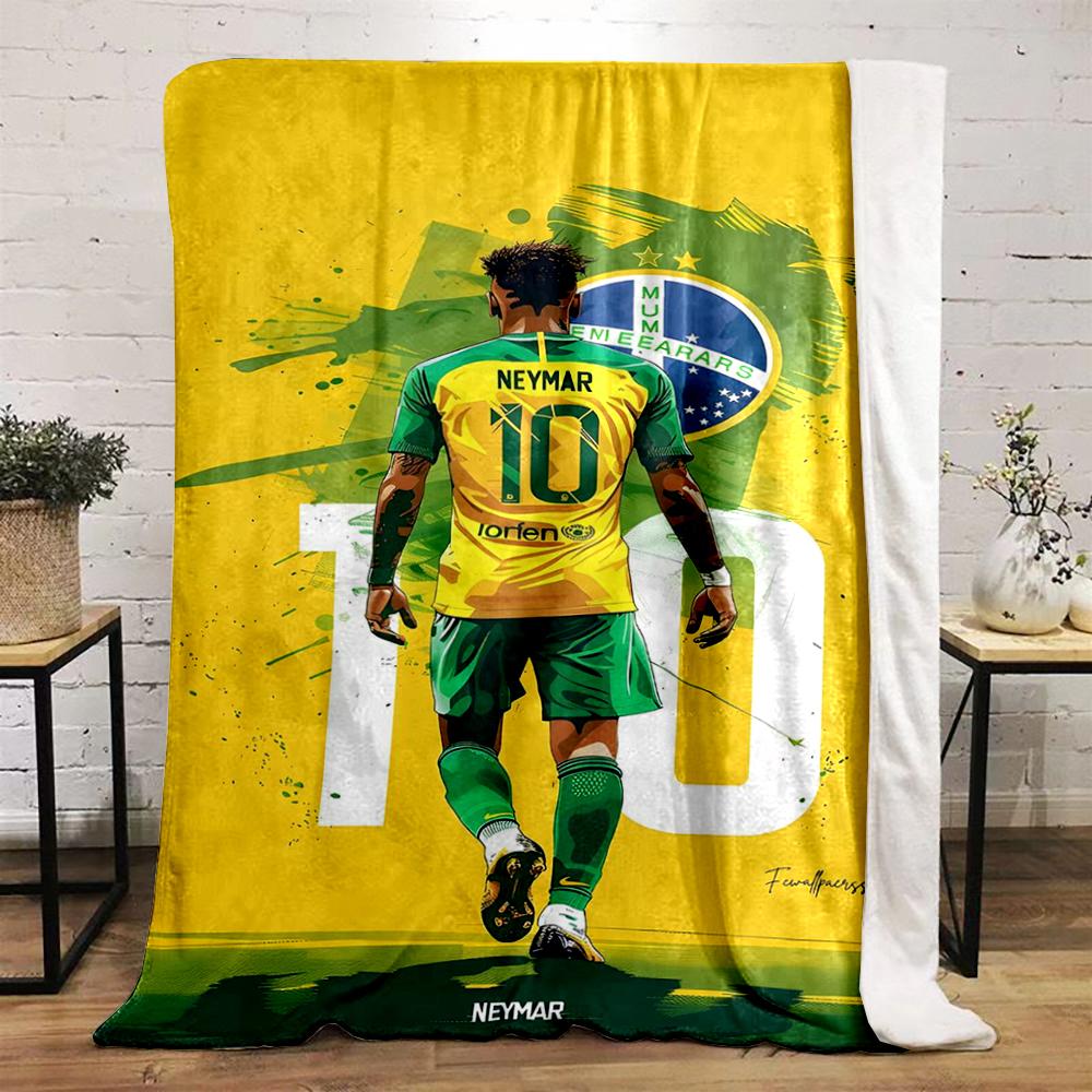 Yellow Brazil Soccer Designed Flannel blanket for bedroom, living room, sofa, and nap