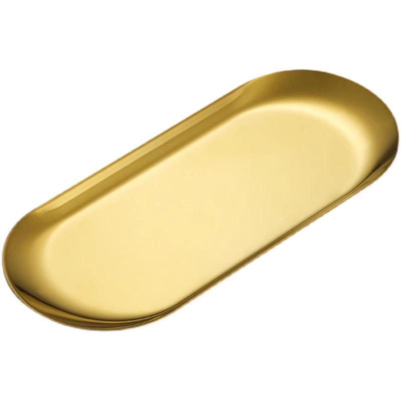 Gold Oval Stainless Steel Nordic Snack & Dessert Plate
