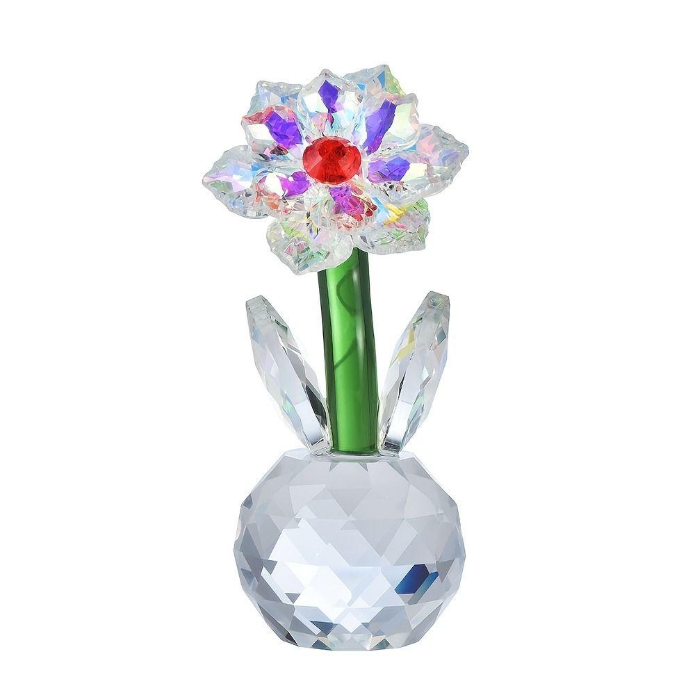 Romantic Glass Floral Collectible Flower Bouquet Paperweight  Valentine's Day Wedding Gift
