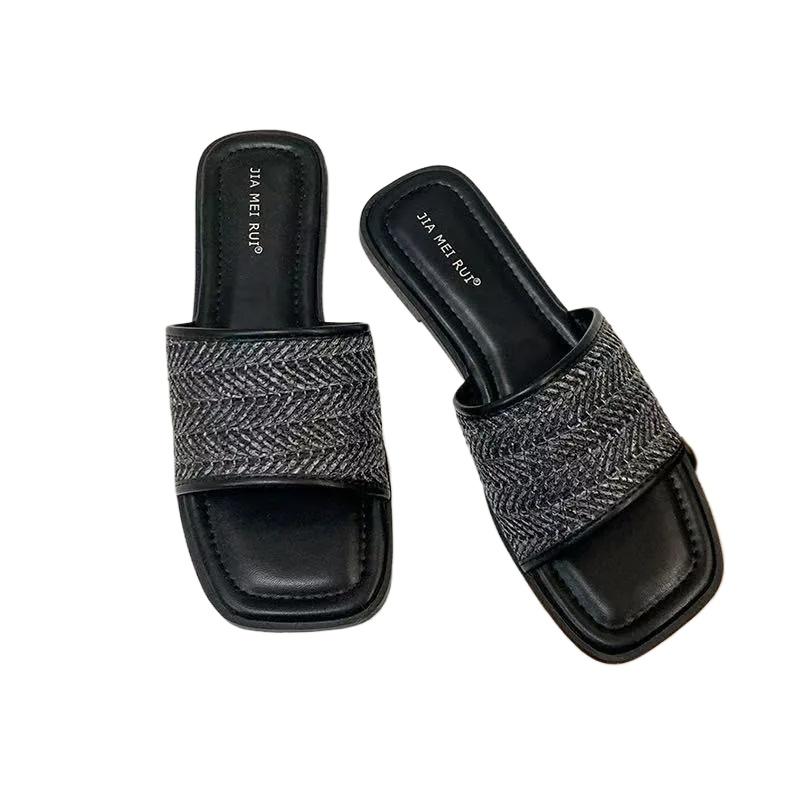 Fashion 2025 Women's Summer Outdoor Casual Beachwear Flat Bottom Slip-On Sandals T-Strap PU Leather Comfortable Breathable Slip-On Shoes