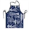Fish Pattern Apron For Cooking Kitchen Wear With Adjustable Straps And Neck Loop Design
