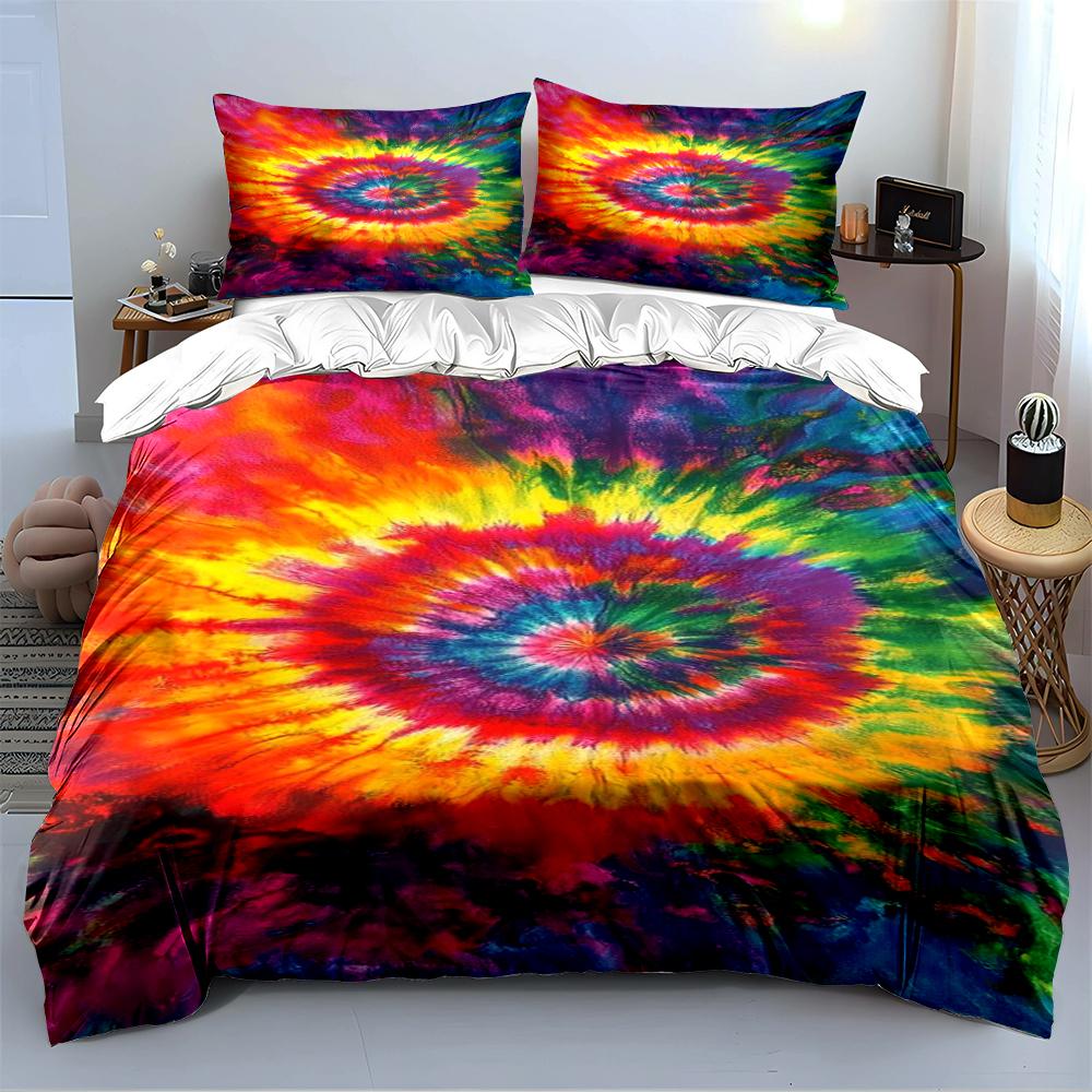 Tie-Dye Rainbow Bedding Set Bedding Set (1 Duvet Cover, 2 Pillowcases, Duvet Not Included)