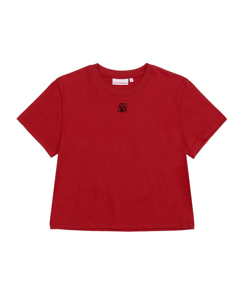AMES-WORLDWIDE Basic Small Logo Crop Tee Red