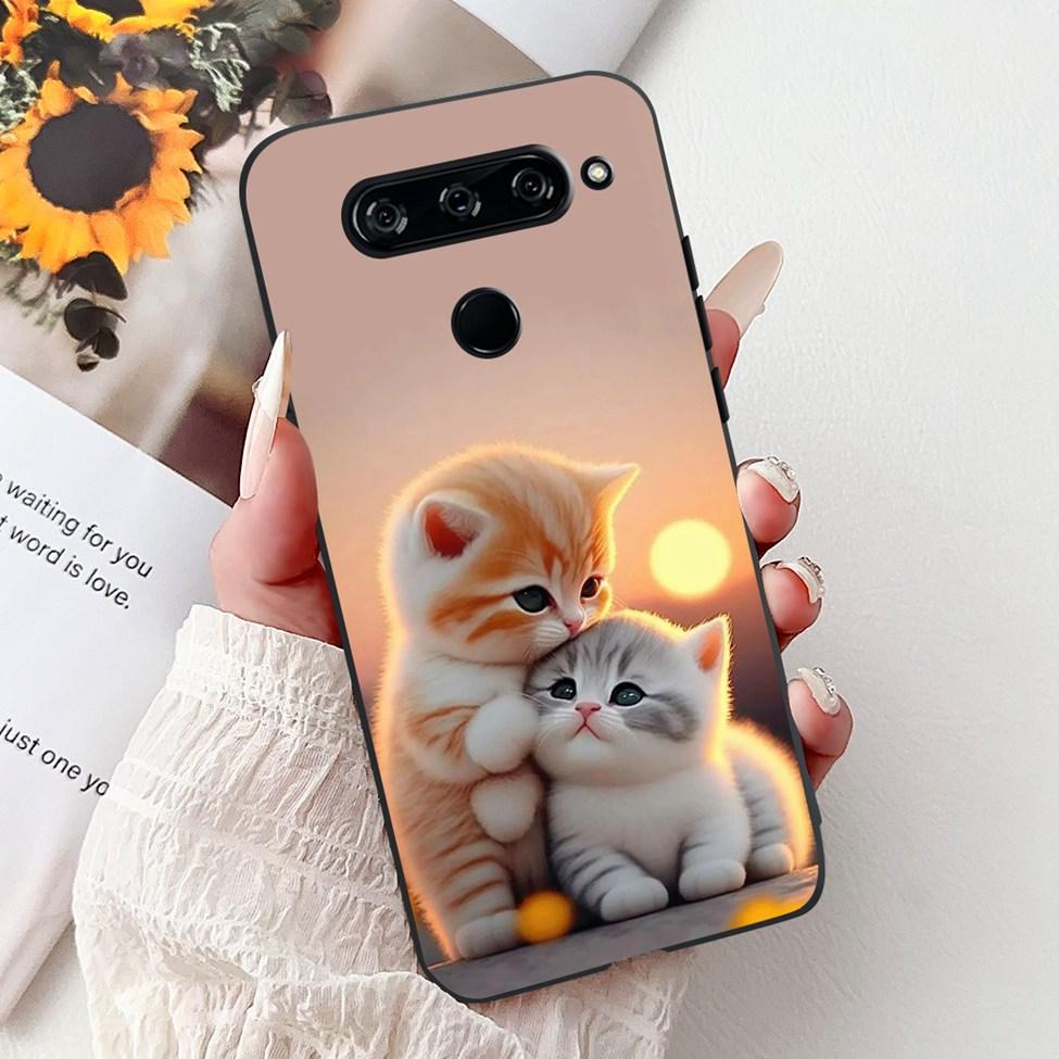 Funda For LG V40 ThinQ Case Cover Silicone Luxury Fashion Cute Cat Cool Shockproof Bumper Casing For LG V405 LM-V405 LM-V409N