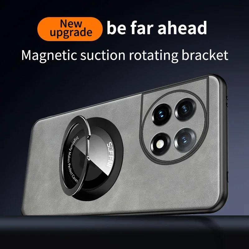 For OnePlus 13 12 11 One Plus 11 12 G For Skin Leather Matte Wireless Charging Ring Magnetic ShockProof Cover