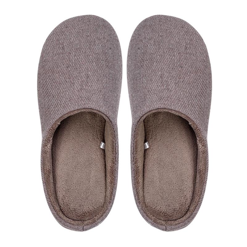 Japanese autumn and winter new plain home indoor wooden floor non-slip men and women couple wool warm cotton slippers