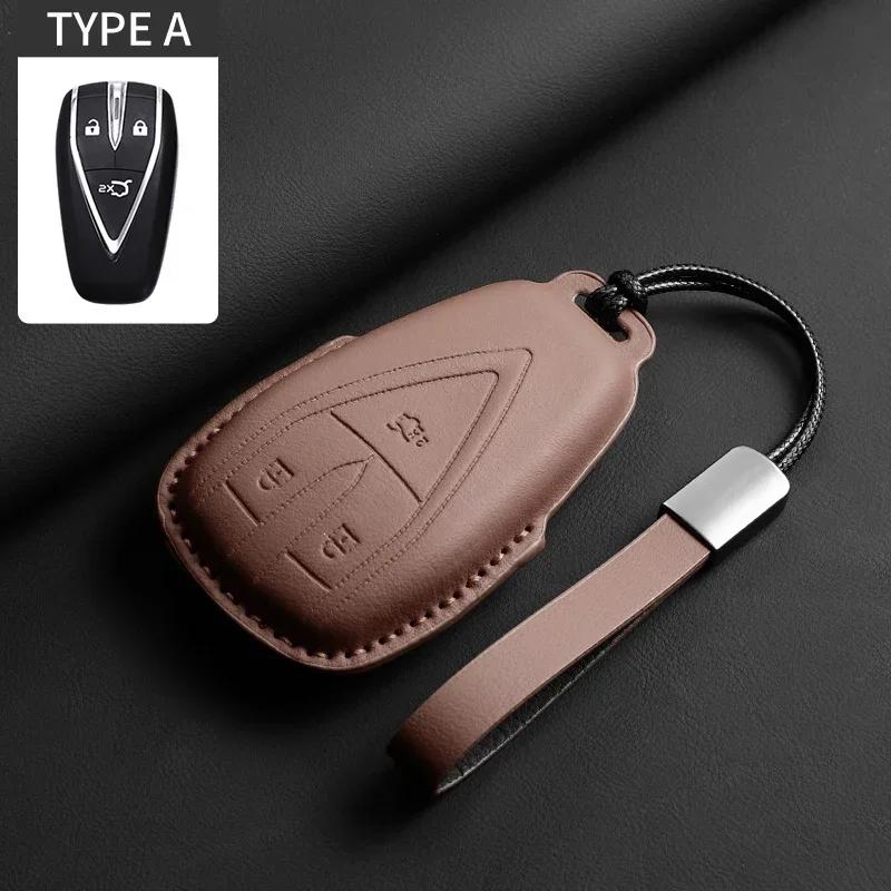 Leather Car Key Case Cover Holder Keychain Protective Shell for Changan Deepal S7 SL03 UNIT UNIK CS35 Plus CS55 Plus CS75