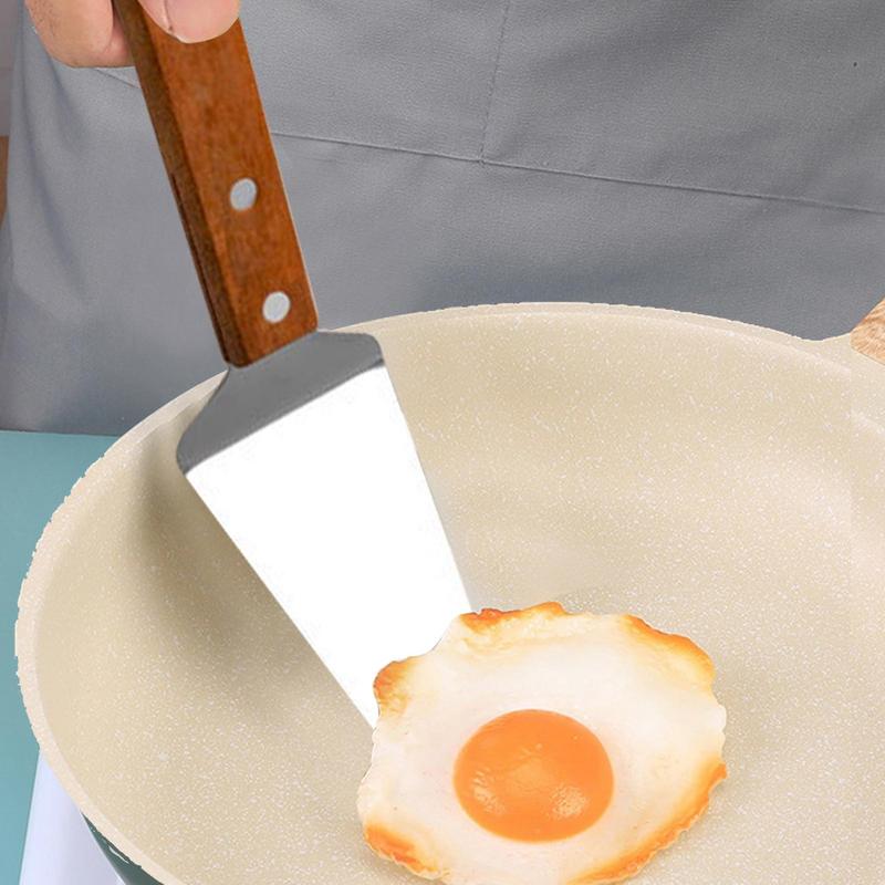 Stainless Steel Pizza Shovel Non-stick Pizza Paddle Spatula Wooden Handle Pizza Cheese Server Triangular Spade Cheese Shovel