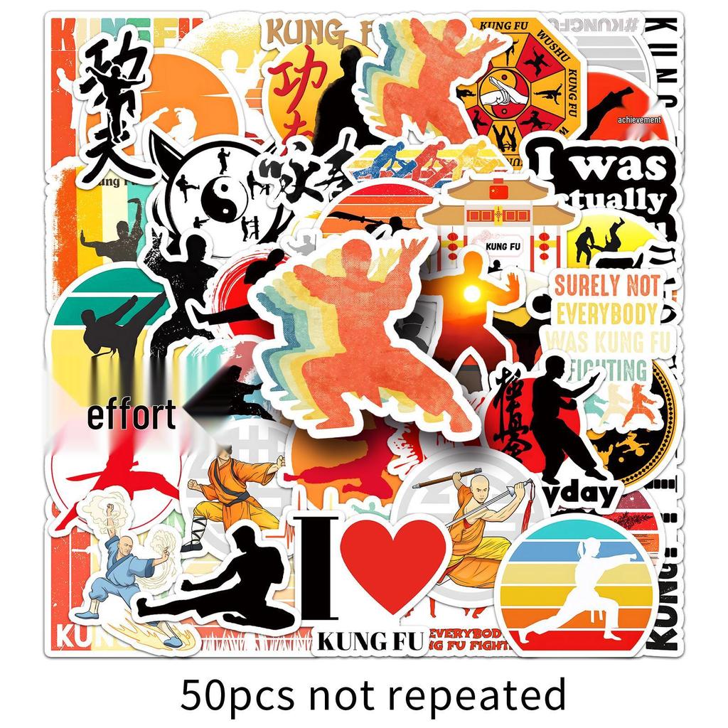 50 Kung Fu Graffiti Stickers: Cool Chinese-Style Decorations for Phone Cases & Suitcases