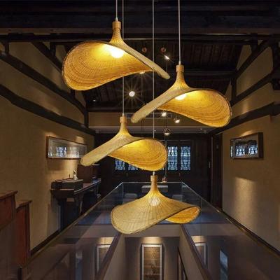 Hand Make Bamboo Wicker Led Pendant LIight Ceiling Vintage Hanging Lamp Rattan for Dining Room Indoor Lighting Chandelier