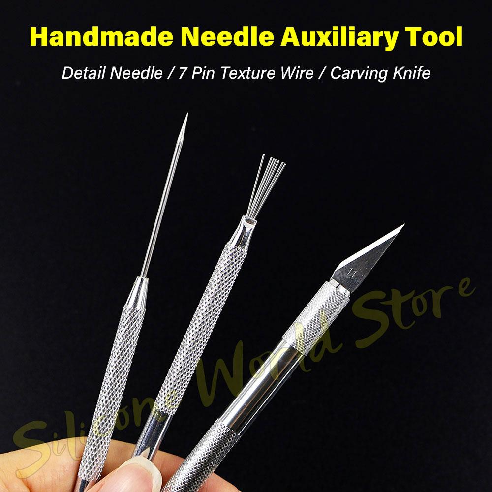 SW 7 Pin Feather Wire Texture Ceramics Tools Detail Needles Carving Knife Ceramic Brush DIY Clay Sculpting Modeling Pottery Tool
