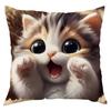 Vibrant Bohemian Style Short Plush Pillow Cover 45x45cm Charming Kitten Living Room Bedroom Decor (Pillow Insert Not Included)